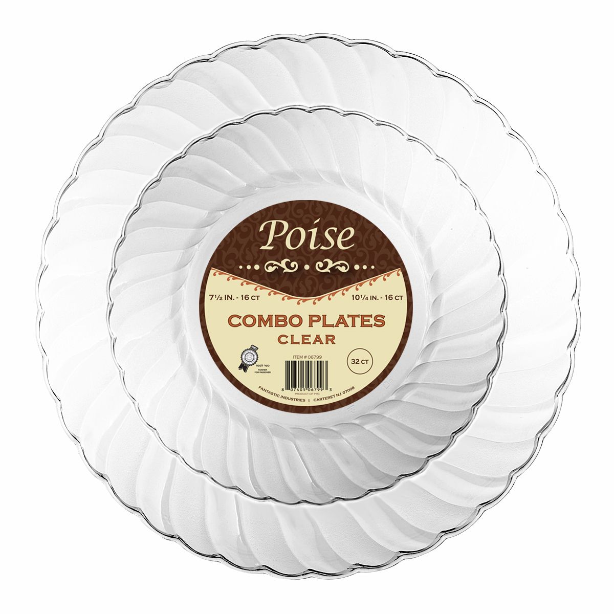 Poise Plastic Plates Combo (10.25" & 7.5") Clear 32CT