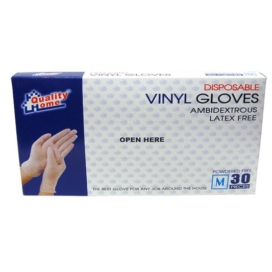 Quality Home Disposable Powder Free Vinyl Gloves 24/30Ct