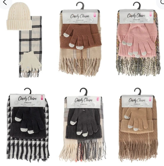 Cindy Claire 3pcs Women's Set Hat + Gloves + Scarf