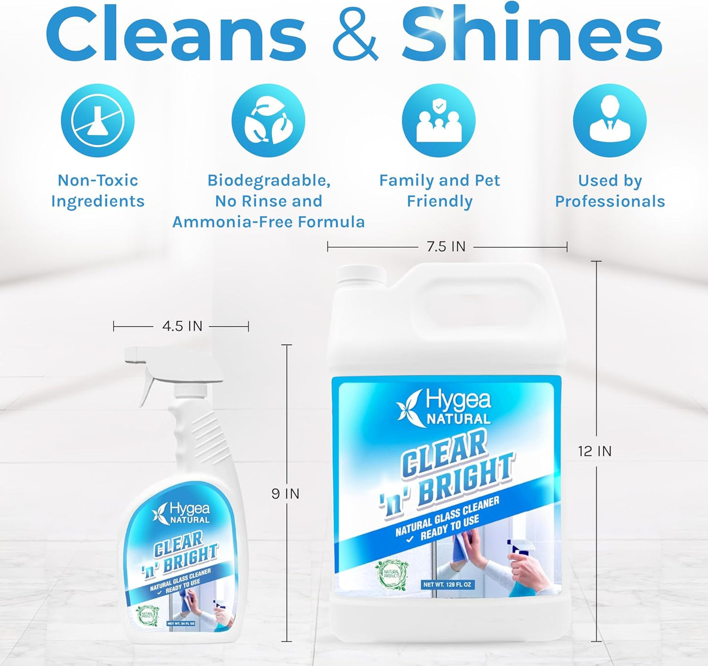 Hygea Natural Clear 'n' Bright Glass Cleaner (Ready To Use)