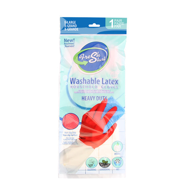 Fresh Start Heavy Duty 2 Tone Red Latex Gloves - 1 pair 24/1ct