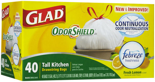 Glad Forceflex Tall Kitchen 13Gallon 6/40Ct Drawstring