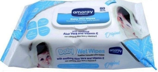 Amoray Baby Wipes Refill with Soothing Aloe Vera & Vitamin E 24/80CT