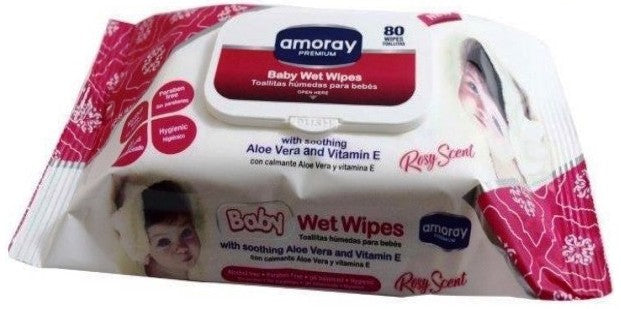 Amoray Baby Wipes Refill with Soothing Aloe Vera & Vitamin E 24/80CT