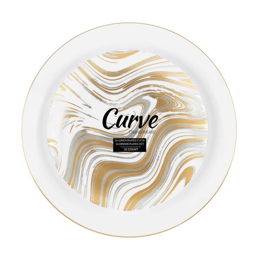 Curve Combo Plates Gold/Silver 7.5" & 10" 32ct
