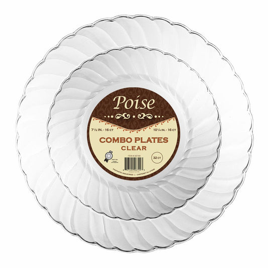 Poise Plastic Plates Combo (10.25" & 7.5") Clear 32CT