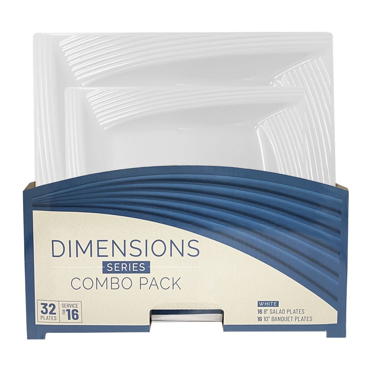 Dimensions Plastic Plates Combo 7.5" & 10.25" 32CT - White