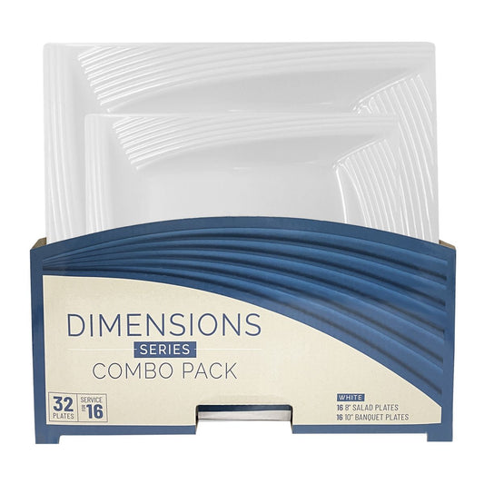 Dimensions Plastic Plates Combo 7.5" & 10.25" 32CT - White