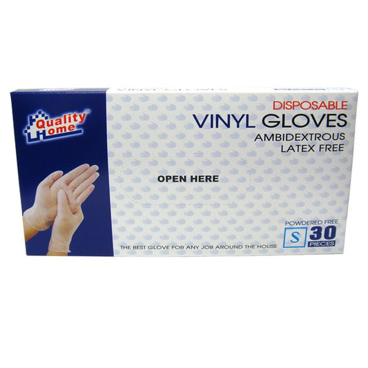 Quality Home Disposable Powder Free Vinyl Gloves 24/30Ct