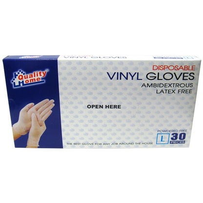 Quality Home Disposable Powder Free Vinyl Gloves 24/30Ct
