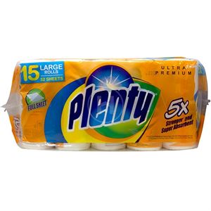 Plenty Ultra Premium Towels 15/1Ct Flex-A-Size (90Sh) Bundle