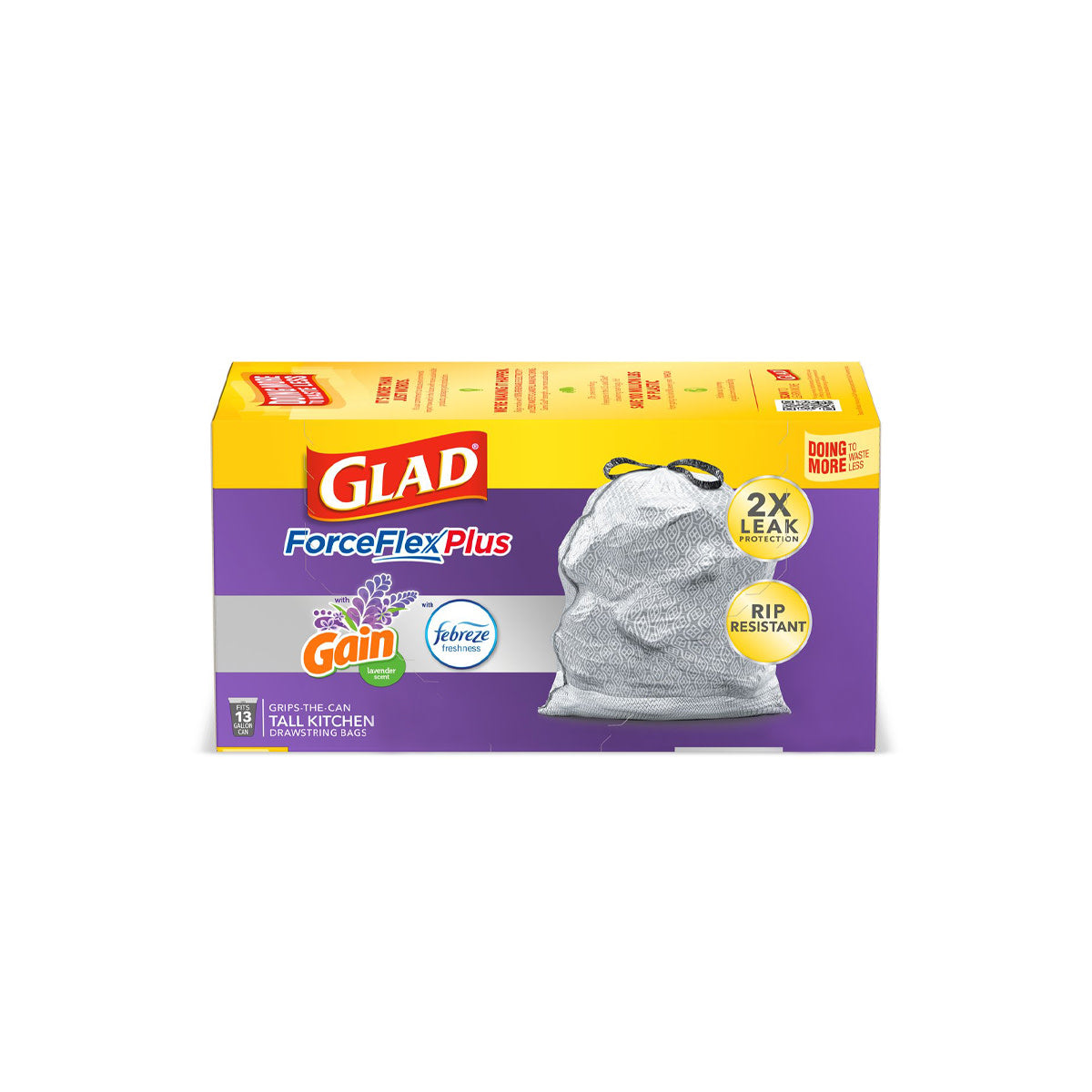 Glad Forceflex MaxStrength Tall Kitchen 13Gallon 6/22ct Drawstring