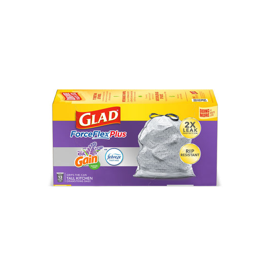 Glad Forceflex MaxStrength Tall Kitchen 13Gallon 6/22ct Drawstring