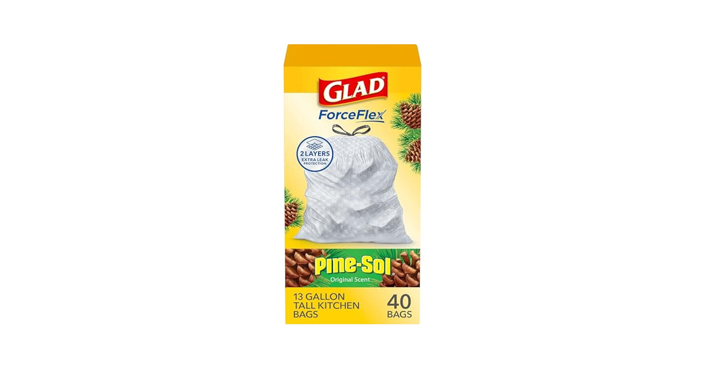 Glad Forceflex Tall Kitchen 13Gallon 6/40Ct Drawstring