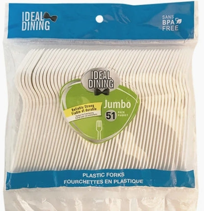 Ideal Dining Plastic Cutlery 51ct White