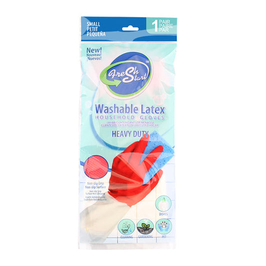 Fresh Start Heavy Duty 2 Tone Red Latex Gloves - 1 pair 24/1ct