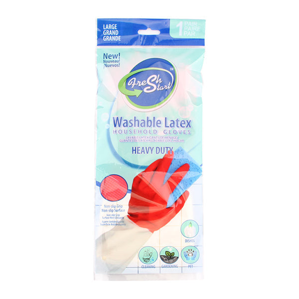 Fresh Start Heavy Duty 2 Tone Red Latex Gloves - 1 pair 24/1ct