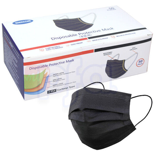 Disposable Face Mask Black 50ct