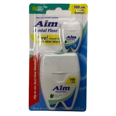 Aim Dental Floss 100 + 12Yrd Mint Wax Nylon