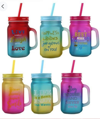 Mason Jar Glass with Straw