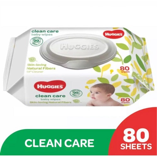 Huggies Baby Wipes 80ct With Flip Cap Clean Care