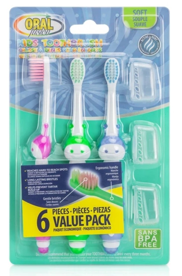 Oral Fusion Toothbrush Kids Caterpillar 6pk