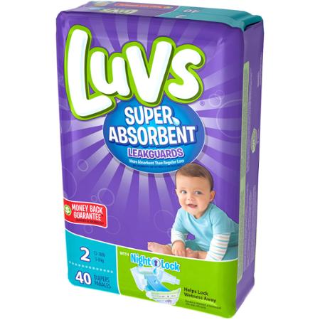 LUVS Super Absorbent Diapers with Night Lock 2/40CT